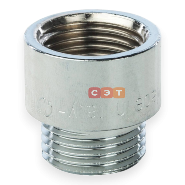 Удлинительная гайка усиленная латунная (хромированная)  1/2" х 15 General Fittings