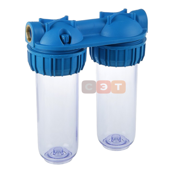 Двойная прозрачная колба фильтра 10" (Senior) DP DUO 1"