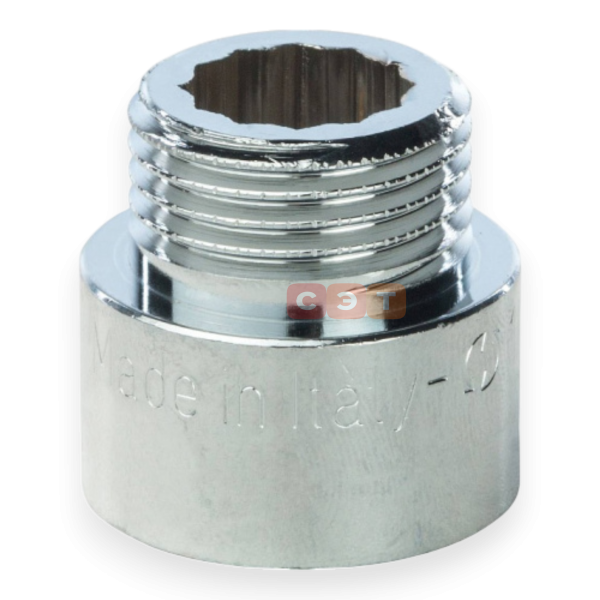 Удлинительная гайка усиленная латунная (хромированная)  1/2" х 15 General Fittings