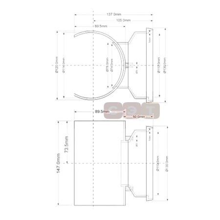 Врезка 110 х 110 мм (раструбное соединение)