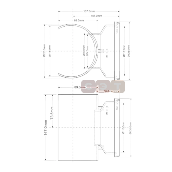 Врезка 110 х 110 мм (раструбное соединение)