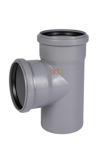 Тройник прямой раструбный 87* 110 /110 (СЕРАЯ)