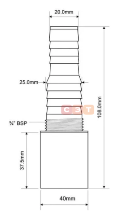 Адаптер прямой для подключения слива бытовой техники, выход D=40мм, белый, McAlpine