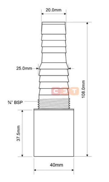 Адаптер прямой для подключения слива бытовой техники, выход D=40мм, белый, McAlpine
