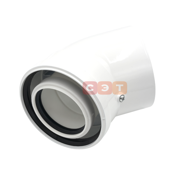 Коаксиальный отвод полипропиленовый 45°, диам. 80/125 мм