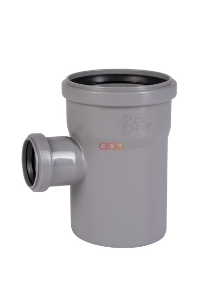 Тройник прямой раструбный 87* 110 / 50 (СЕРАЯ)
