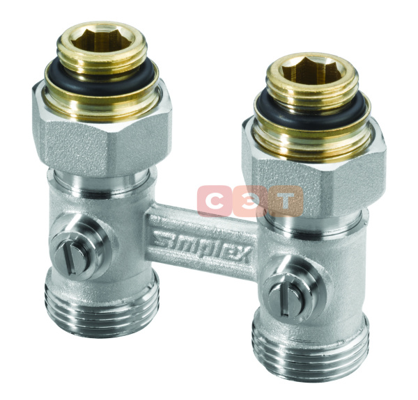 Узел нижнего подключения Standard Line E1/50 прямой, 1/2x3/4" c ниппелями 1/2"