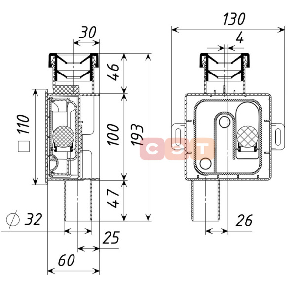 Сифон встроенный для кондиционеров ТП-138 Татполимер