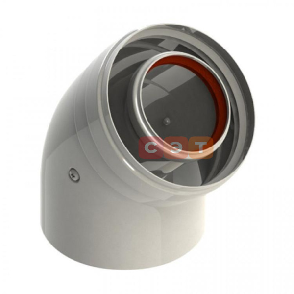 Отвод коаксиального дымохода Al-Zn  Camino Ø 60/100 мм  45°  (для традиционных котлов)