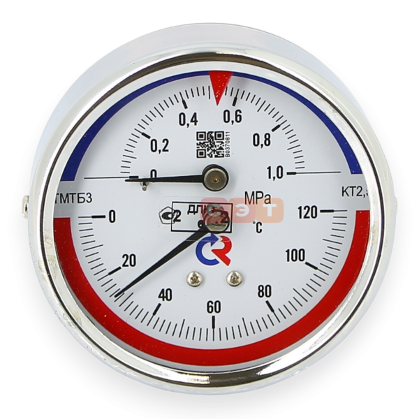 Термоманометр ТМТБ-31Т.1(0-120С)(0-1,0MPa)G1/2.2,5, (сзади), L-46мм,