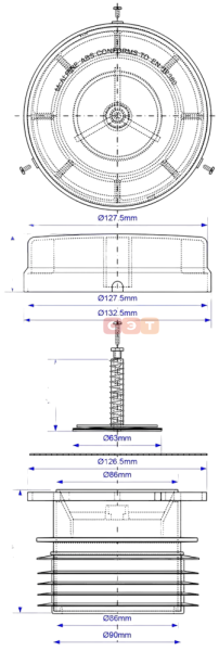 Воздушный вентиляционный канализационный клапан 100/110мм (ПРЯМОЙ, 30 л/сек)