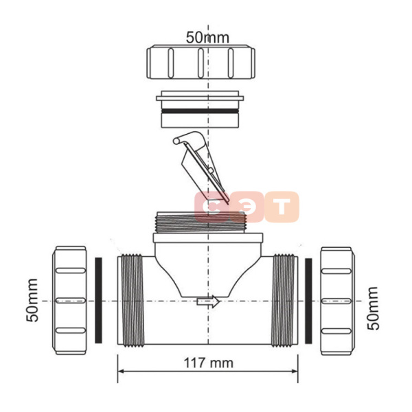 Клапан обратный 50 мм компрес.