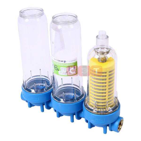 Тройная прозрачная колба 10" (Senior) с фильтром HYDRA DP DUO (SX, BX)  3/4"