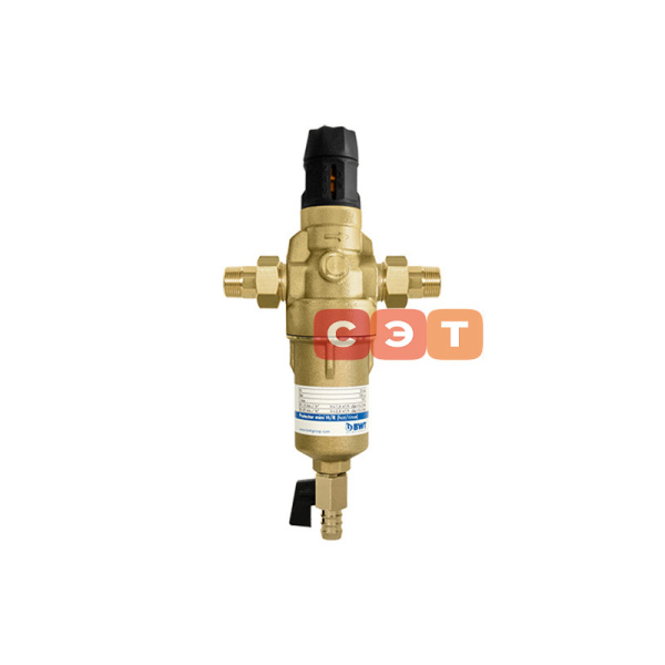Фильтр промывной Protector mini HWS 1/2" 100 мкм c редуктором давления, латунная колба