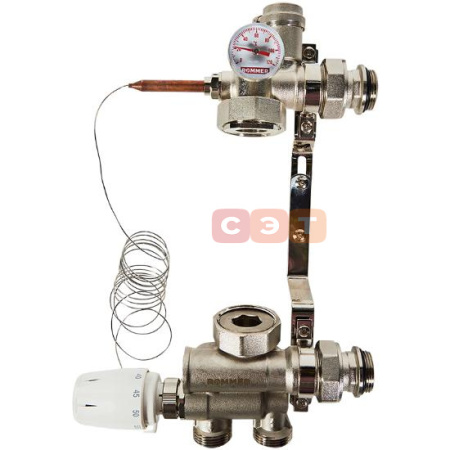 Насосно-смесительный узел с термостатической головкой с выносным датчиком, без насоса ROMMER