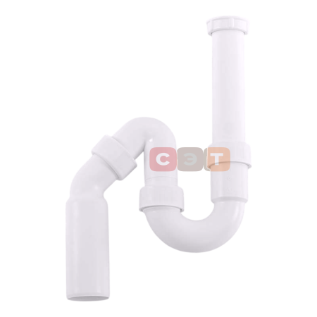 Сифон трубный для моек пластиковый (G 1"1/2х DN50, отвод под 45°) (Viega)