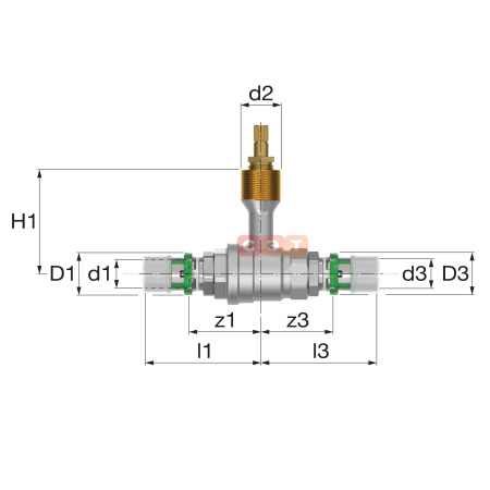 Скрытый шаровый кран SkinPress 16х2.0 (латунь) COMAP