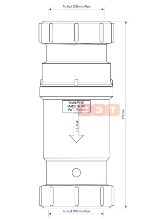 Сифон 11/2-50 компактный с обратным клапаном 