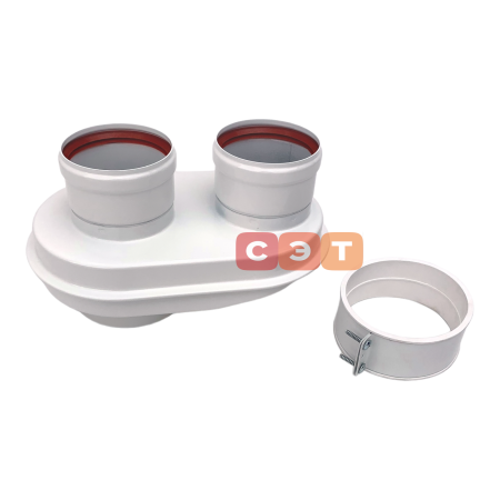 Адаптер котла одноблочный 60/100 - 80/80 (алюминиевый, с хомутом)