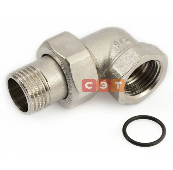Американка угловая НР-ВР (с O-Ring) латунная (никелированная) 1" General Fittings