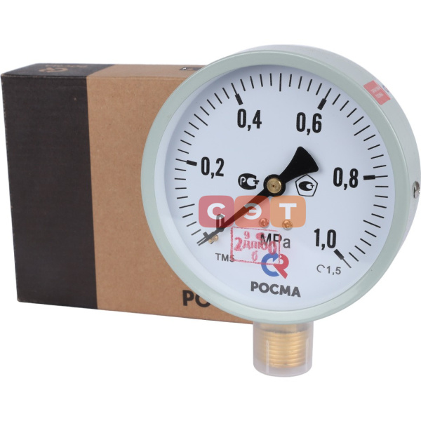 Манометр ТМ-510Р.00(0-1,0 MPa)G1/2.1,5.М2  /резьба G1/2 (снизу), класс точности 1,5/