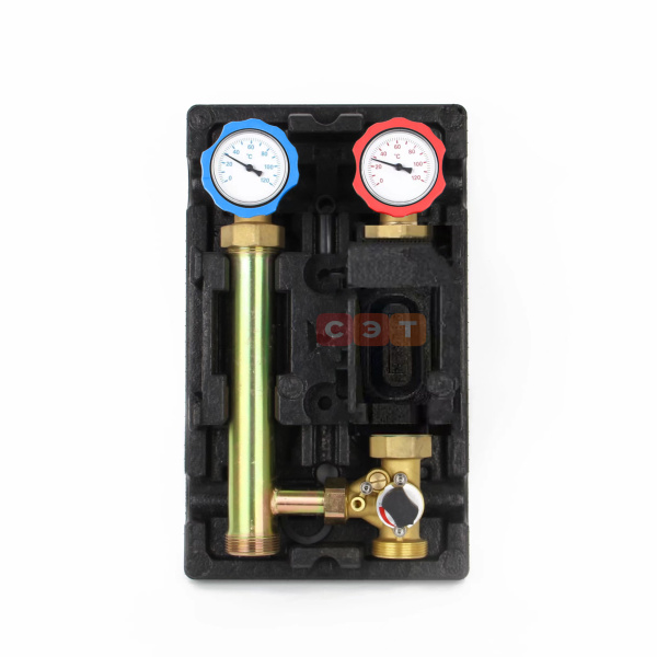 Насосная группа с 3-х ходовым приводным смесителем 1" Rommer (без насоса, правая)