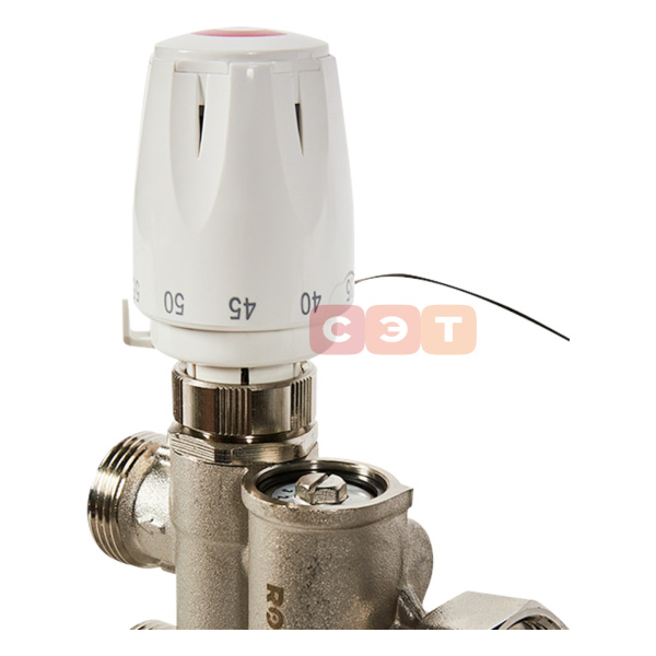 Насосно-смесительный узел с термостатической головкой с выносным датчиком, без насоса ROMMER