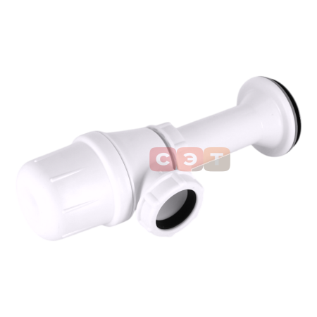 Сифон бутылочный для раковин пластиковый без патрубка (G 1"1/4х DN32, розетка - нерж. д50, пробка, без розетки) (Viega)