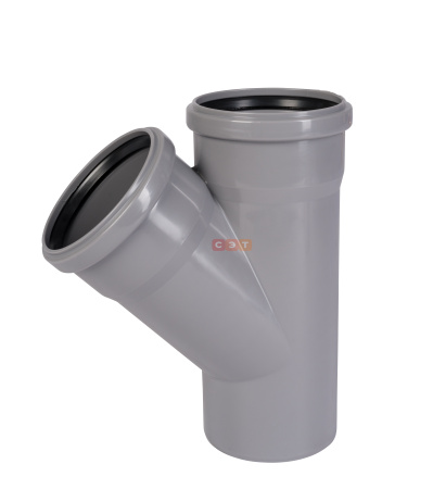 Тройник косой  раструбный 45* 110 /110 (СЕРАЯ)