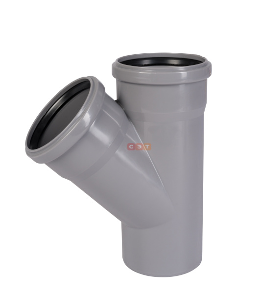 Тройник косой  раструбный 45* 110 /110 (СЕРАЯ)