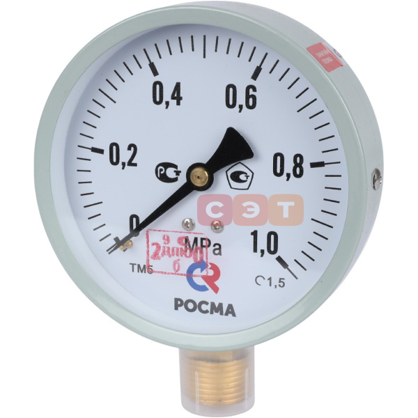 Манометр ТМ-510Р.00(0-1,0 MPa)G1/2.1,5.М2  /резьба G1/2 (снизу), класс точности 1,5/