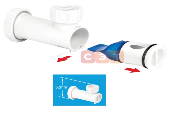 Клапан самозакрывающийся сливной горизонтальный ("сухой" сифон, компресс) 32 мм