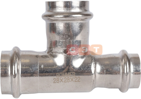 Тройник переходной пресс нержавеющий  28х28х22  Rommer