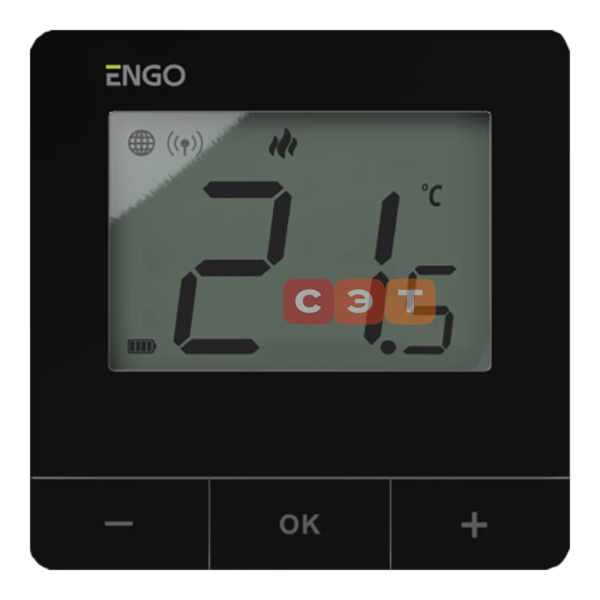 Умный терморегулятор ZigBee/868 МГц, 2хАА, черный Engo  E25-BATB