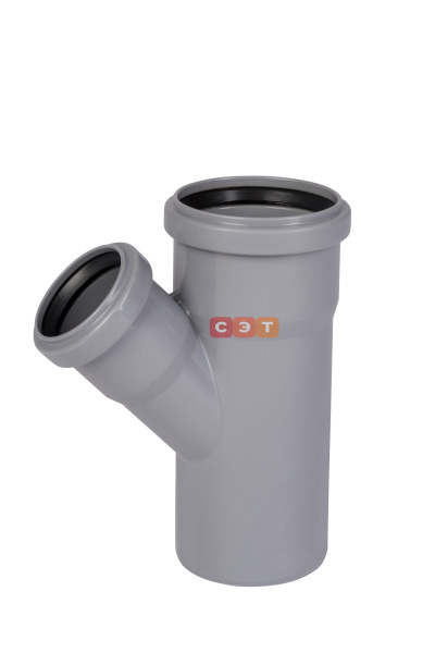 Тройник косой  раструбный 45*  75 / 50  HTEA ( серый )
