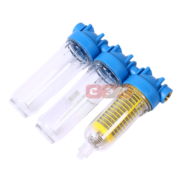 Тройная прозрачная колба 10" (Senior) с фильтром HYDRA DP DUO (SX, BX)  3/4"