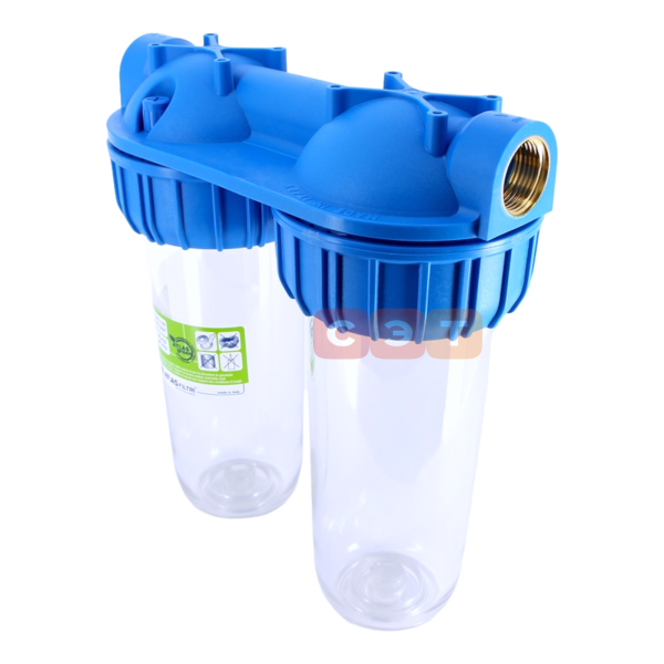 Двойная прозрачная колба фильтра 10" (Senior) DP DUO 1"