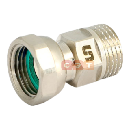 Соединение с накидной гайкой НВ (с плоской прокладкой и обратным клапаном, никелированное) 3/4"UF (Китай)