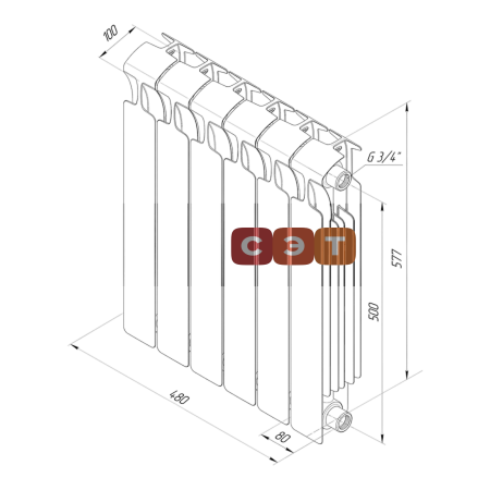 Радиатор биметаллический RIFAR Monolit 500-6  Капучино