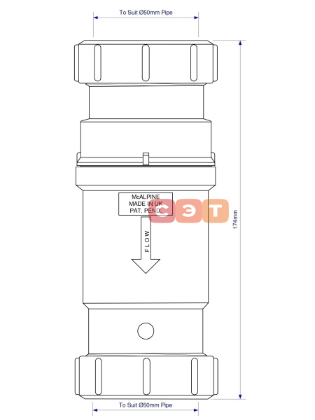 Сифон 11/2-50 компактный с обратным клапаном 