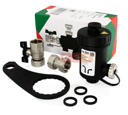 Сепаратор шлама (грязеуловитель) магнитный 3/4" для котла (пластик черный) UF