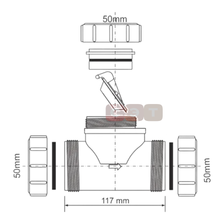 Клапан обратный 50 мм компрес.