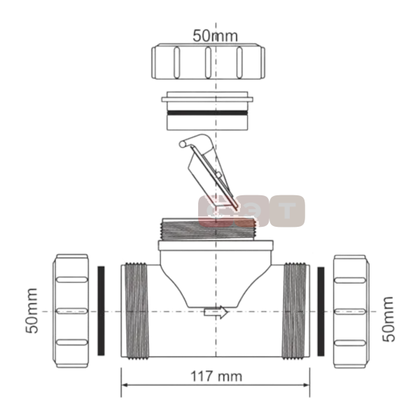 Клапан обратный 50 мм компрес.