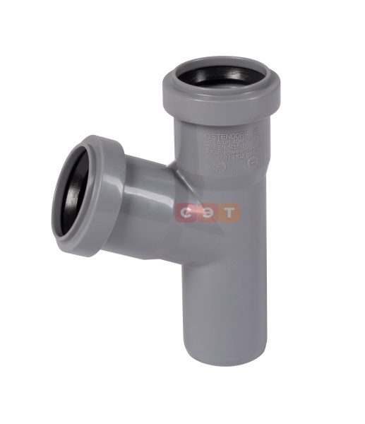 Тройник косой раструбный 67*  40 / 40  HTEA ( серый )