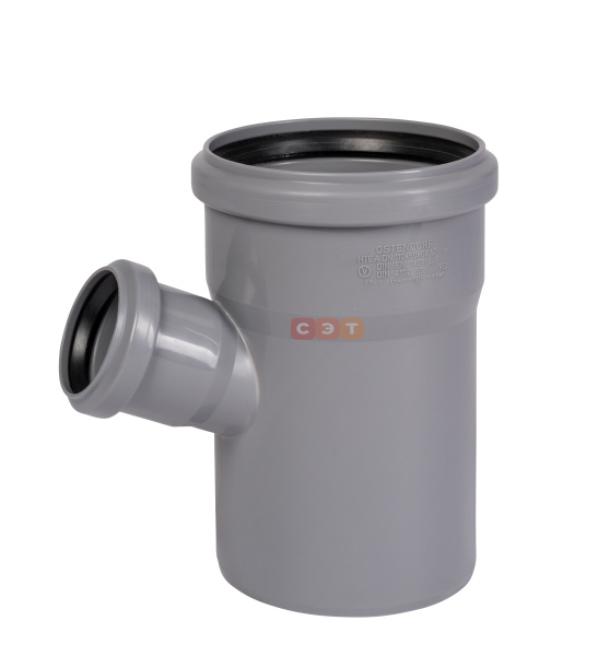 Тройник косой раструбный 67* 110 / 50 (СЕРАЯ)
