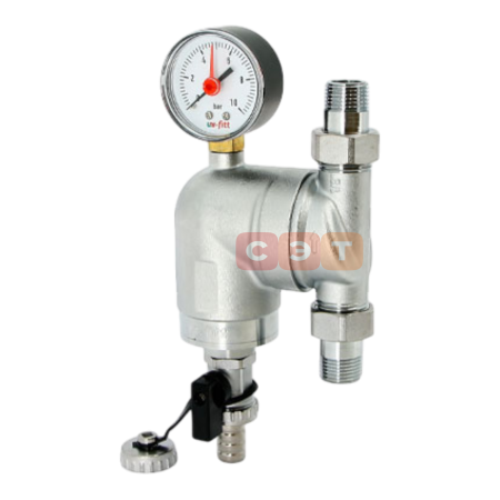 Фильтр промывной поворотный (сливной шаровый кран, манометр)  1/2"UF (Китай)