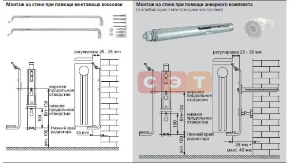 Монтажный комплект вентиль (кронштейны, термовкладыш, заглушки, воздухоотв.) 300 мм.