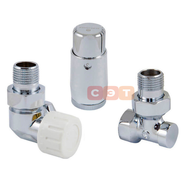 Комплект с термоголовкой Standart Мини M30x1,5 (осевой левый,Хром) Нр1/2' x Вр1/2'
