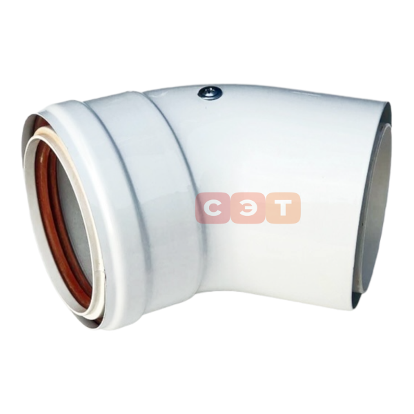 Отвод коаксиального дымохода Al-Zn  Ø 80/125 мм  45°