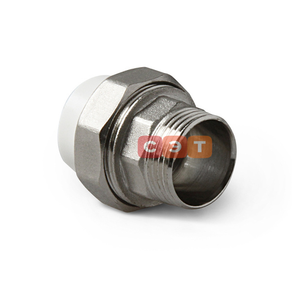 Муфта белая разборная с НР полипропиленовая  20 х  1/2"  Pro Aqua